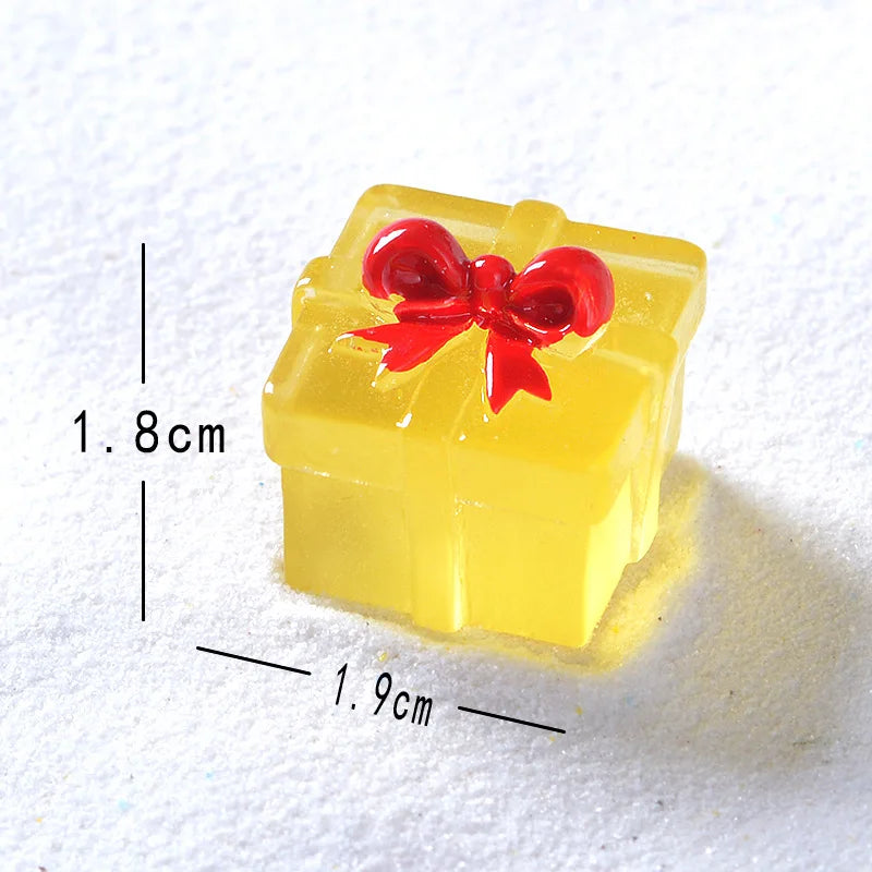 Christmas Luminous Gift Box Figurines DIY Decoration Micro Landscape Xmas Creative Luminous Small Figurines & Miniatures