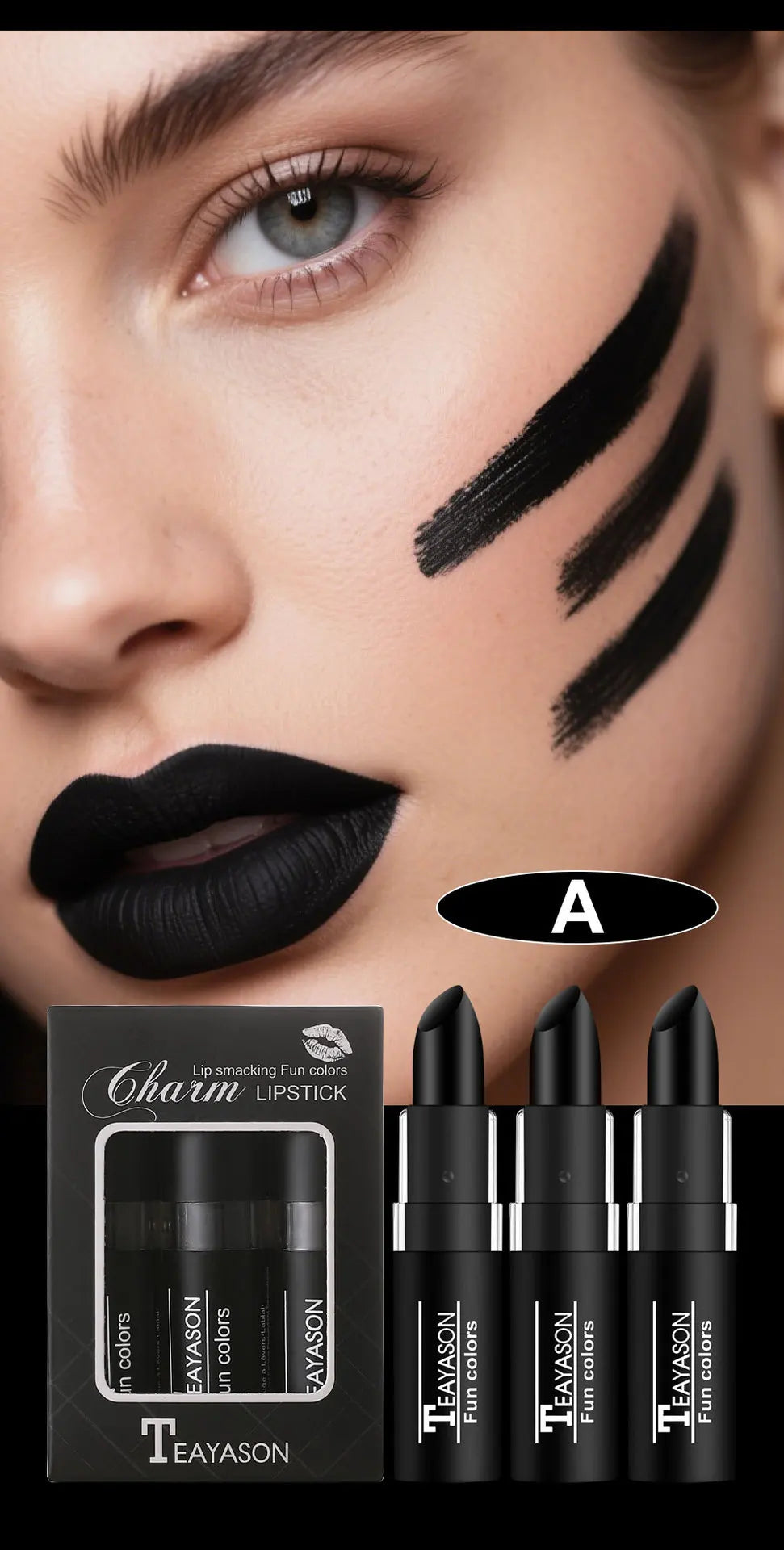 Matte Lipstick Velvet Finish Waterproof Long Lasting Non Transfer Dark Shades Black White Red Holiday Makeup