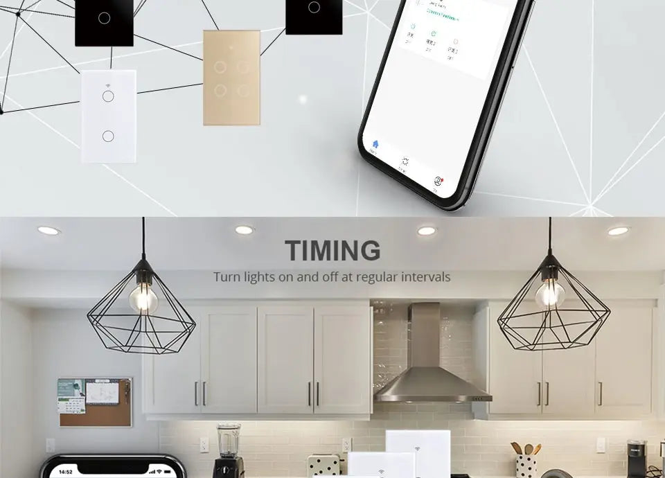 Tuya WiFi Smart Light Switch US Standard Work With Alexa Google Home Wall Touch Switch 110V 220V RF433Mhz Remote 1 2 3 4 Gang