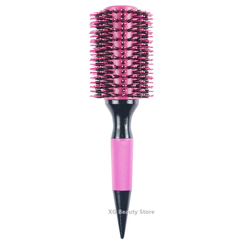Professional 6pcs/set Pink Wooden Round Hair Comb Brush Boar Bristle Hair Brush Mix Nylon Hair Brush Hairdressing Styling Tool