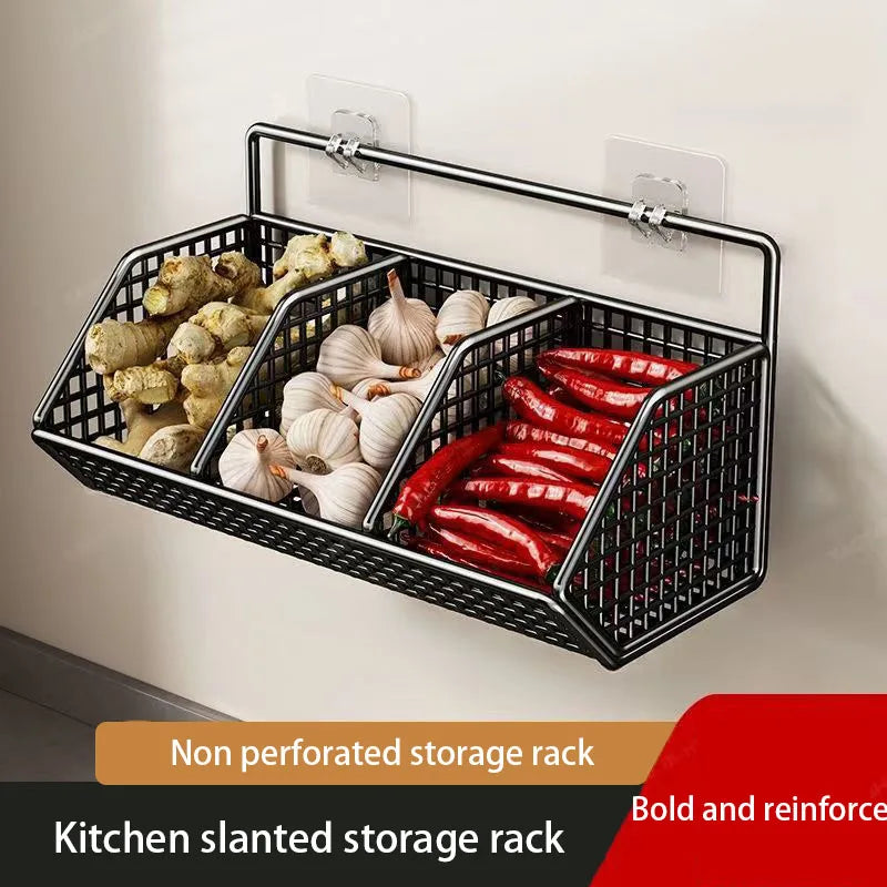 Kitchen Wall Hanging Storage Rack Multi-functional Onion Ginger Garlic Storage Rack Storage Box Basket Vegetable Basket
