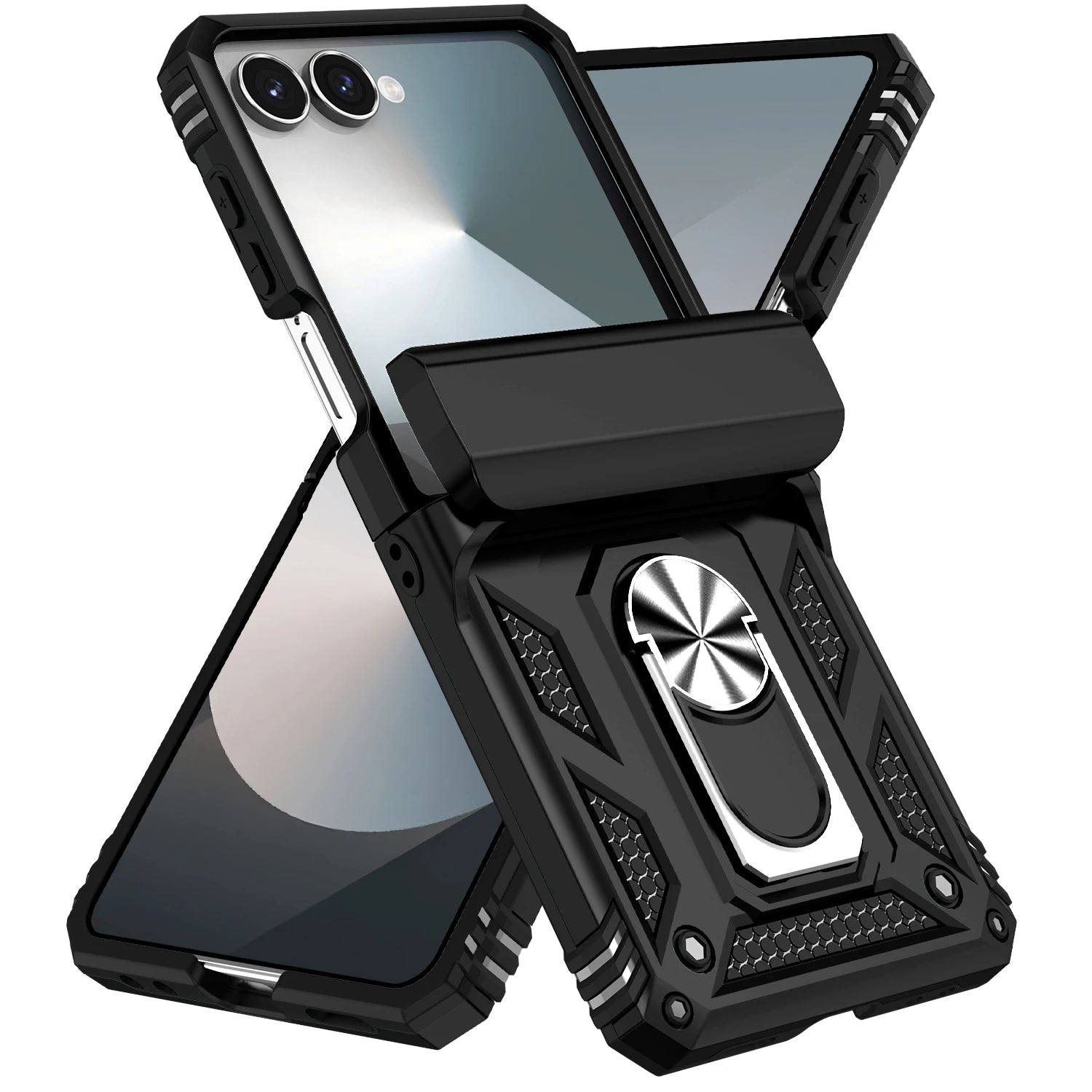 Case For Samsung Galaxy Z Flip 7 5G Z Flip 6 Military Grade Shockproof Heavy Duty Protective Armor Magnetic Kickstand Ring Cover