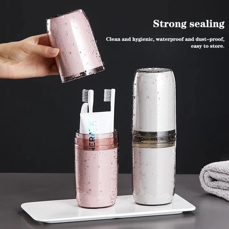 2/4 Cup Toothbrush Storage Box Portable Mouthwash Cup Toothpaste Storage Box Toiletry Travel Supplies Portable Toothbrush Cup