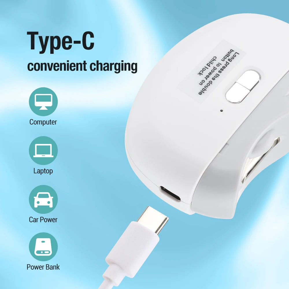 Electric Nail Clipper Grinding and Polishing with Light Automatic Nail Trimmer Rechargeable Nail Cutter Manicure for Baby Adult