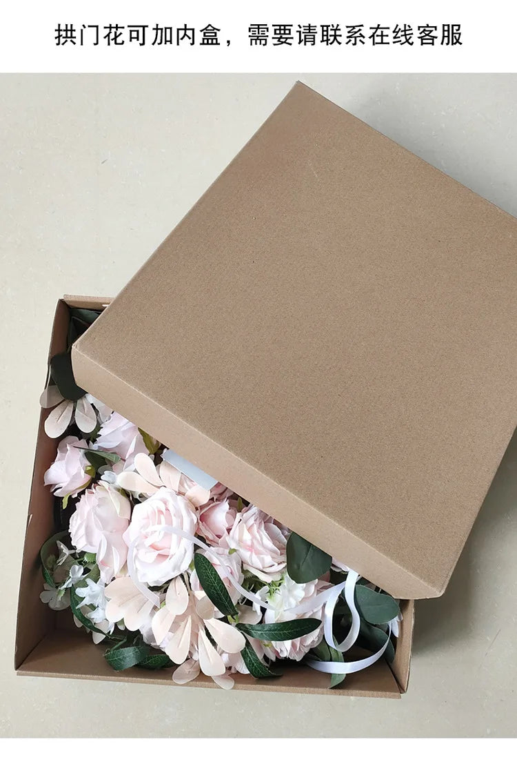 Artificial Wedding Arch Flowers Kit Boho Dusty Rose Blue Eucalyptus Garland Drapes for Wedding Decorations Welcome Sign