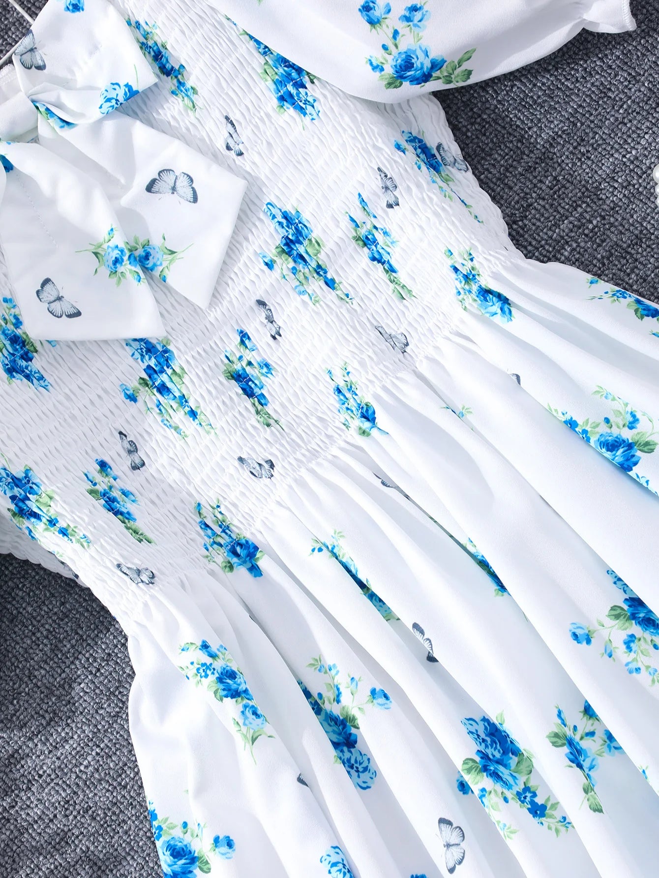 New Children Clothes Teen Girl Dresses Summer Blue Floral Long Big Kids Party Dress Fashion Elegant Pretty 13 14 15 16Yrs Old