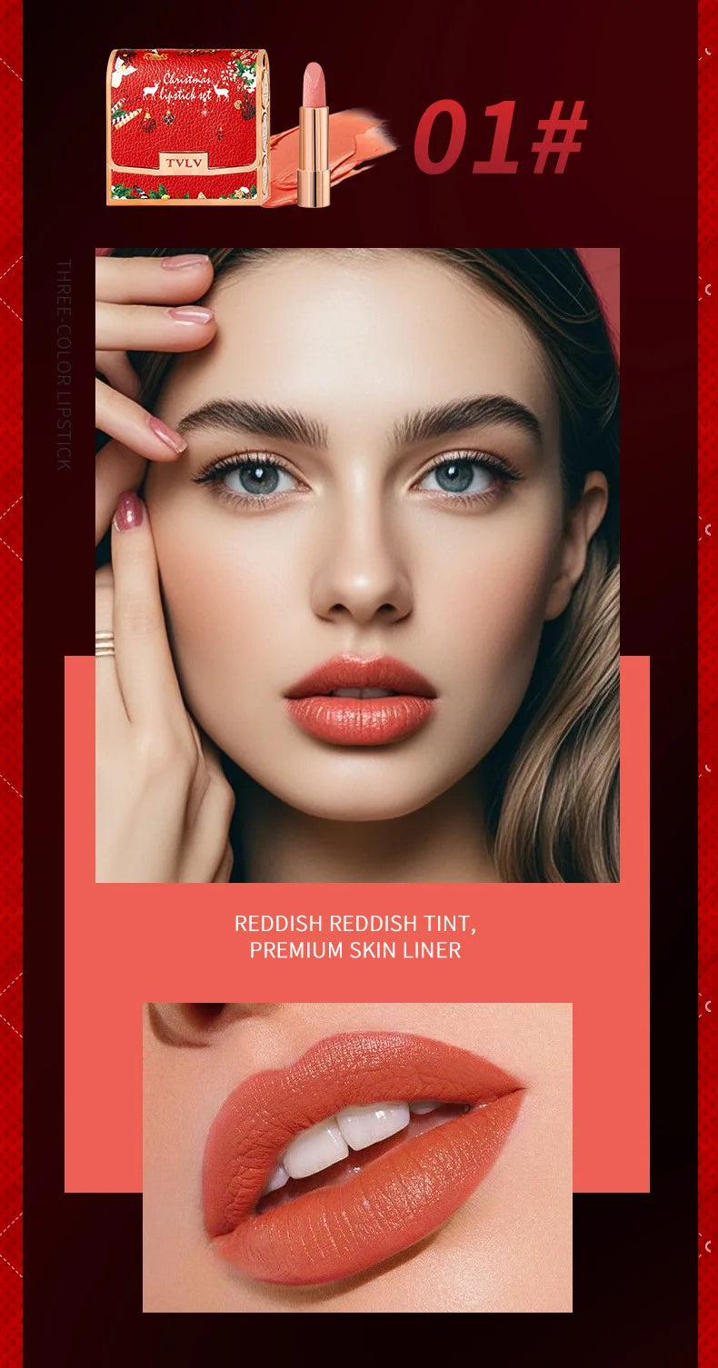Christmas Matte Lip Gloss Set Lipstick Smooth Lasting Display Lip Gloss Waterproof Moisturizing Lipstick Holiday Gift Box Set