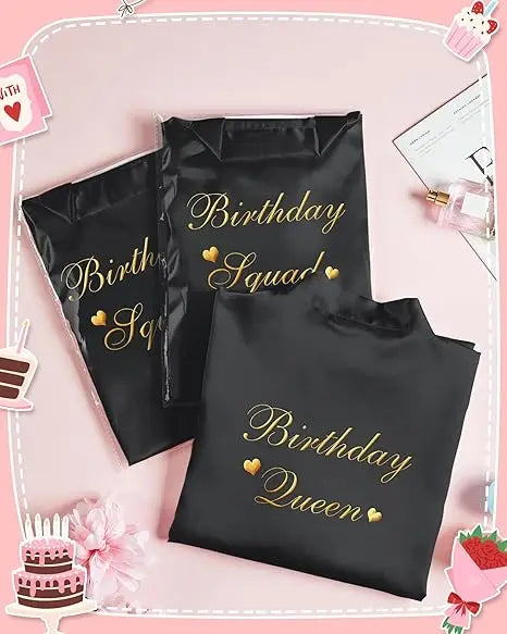 12 Pcs Women's Birthday Party Robes Gold Glitter Queen Squad Kimono Silky Nightgown Satin Bathrobes Dressing Gown