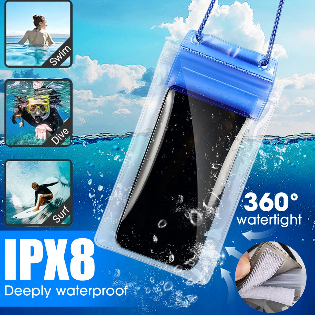 2/1Pcs Waterproof Phone Pouch Universal IPX8 Water Proof CellPhone Case Dry Bag Waterproof Phones Protector for Beach Swimming
