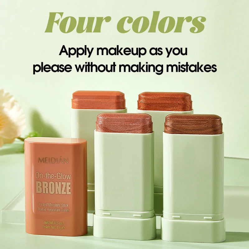 4pcs Durable waterproof powder blusher stick, multi color options, vibrant color, rich color display, suitable for daily
