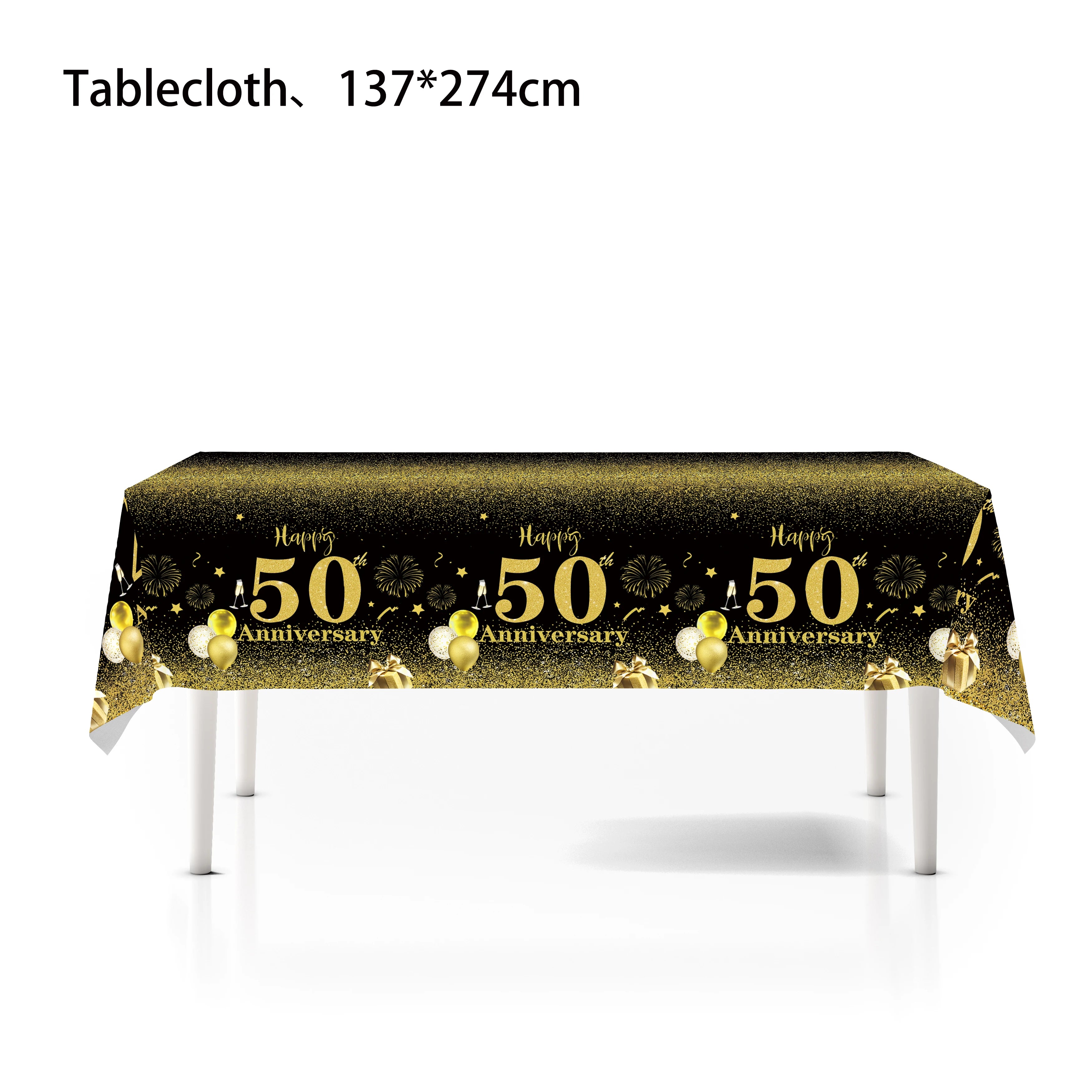 50th Birthday Party Supplies for Men Women Black and Gold 50 Years Old Party Paper Plates Cups Napkin Tablecloth Tableware Decor
