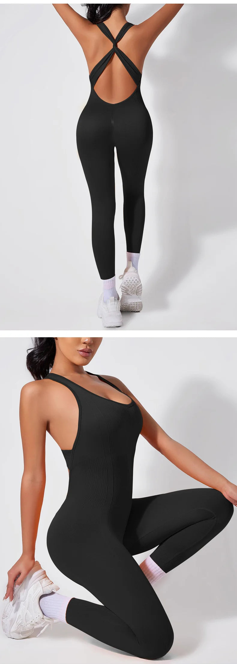 Back-crossing OpenBlack-back Jumpsuit Sportswear Bodysuits Women Yoga Sets Fitness One Piece Workout Playsuit Female
