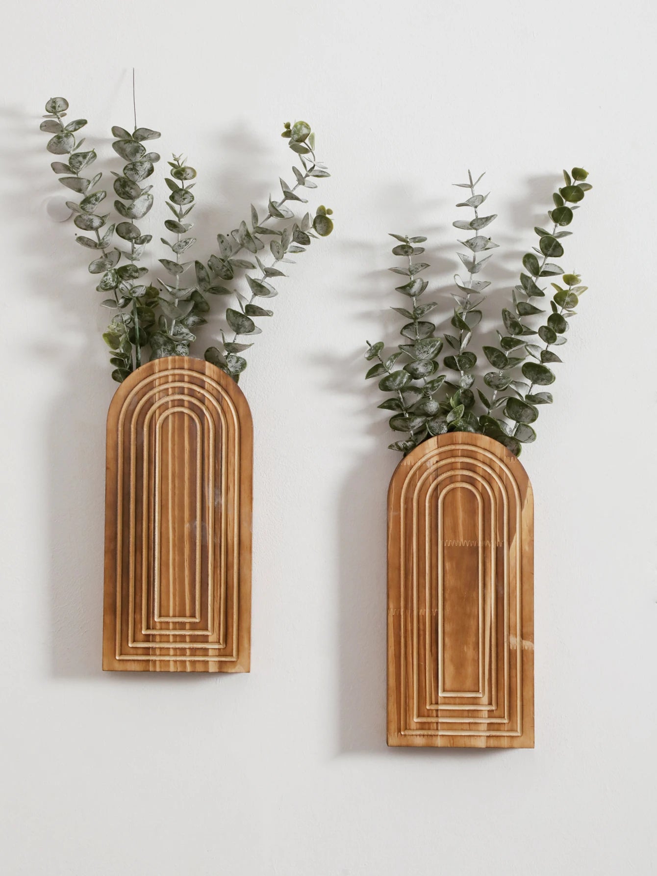 1pc Boho Wooden Wall Vase Wall Mounted Vase Arched Decorative Hanging Planter for Living Room, Bedroom & Home Wall Decoration