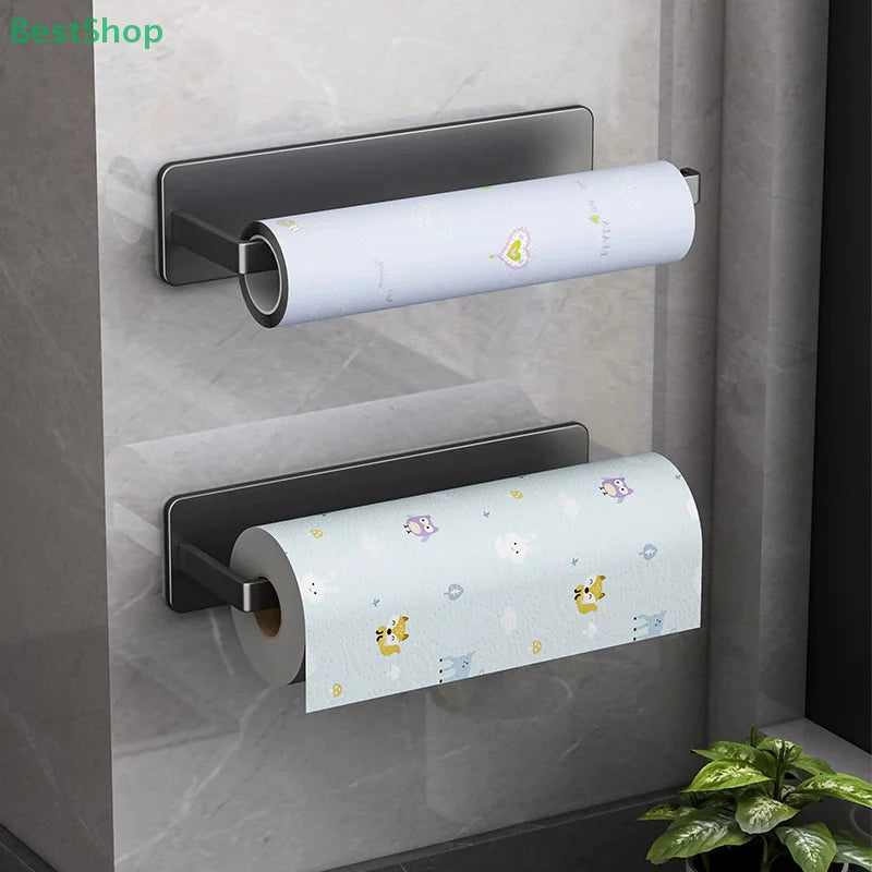 ♥Kitchen Magnetic Paper Towel Holder，No-drill Cabinet Paper Roll Rack And Storage Shelf