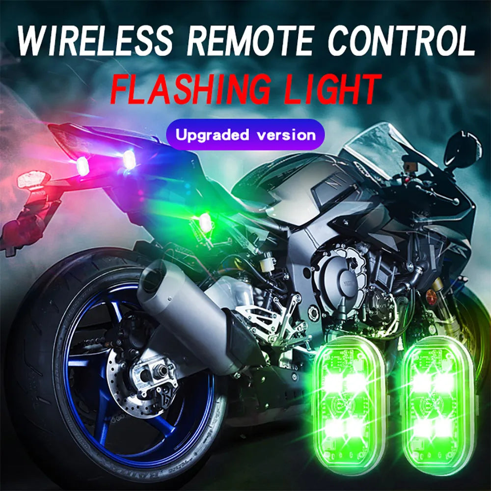 4PCS Wireless LED Strobe Lights with Remote Control, Wireless LED Warning Lights 8 Colors USB Charge Drone Car Truck RC Aircraft