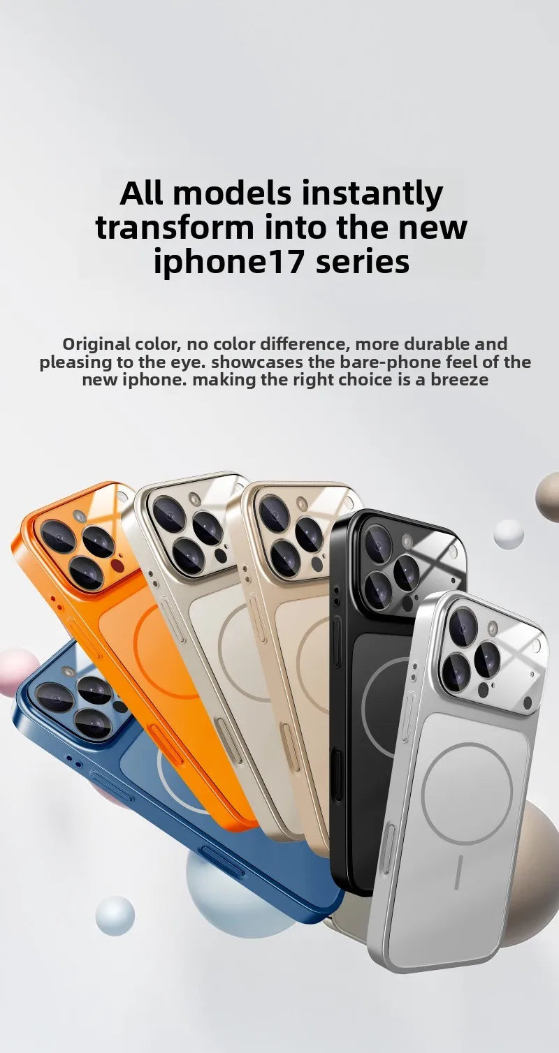 Original Glass Nano Matte For Magsafe Wireless Charging Armor Phone Case For iPhone 17 16 15 14 13 Pro Max 17 Air Magnetic Cover