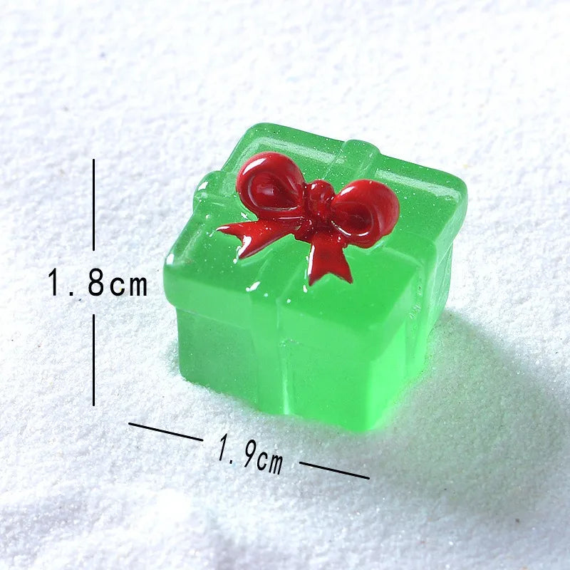 Christmas Luminous Gift Box Figurines DIY Decoration Micro Landscape Xmas Creative Luminous Small Figurines & Miniatures