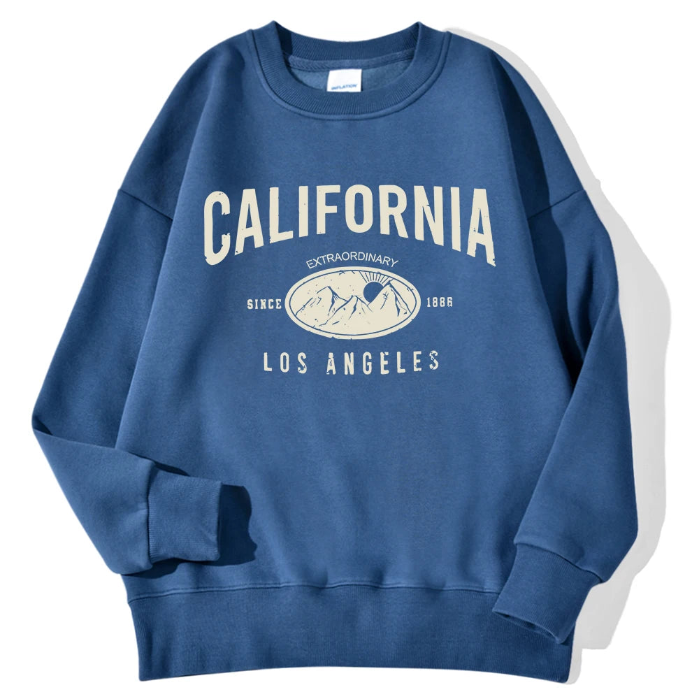 New York California Malibu Letter Sweatshirts Winter Women Casual Loose Hoodie Fleece Warm Crewneck Pullover Comfortable Clothes