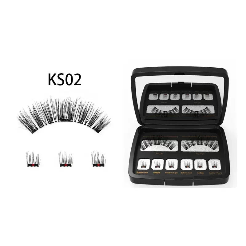 3D Magnetic Eyelashes Natural Soft Reusable Easy To Wear Eyelash Extension Beauty Makeup Tool faux mink false eyelashes & mirror