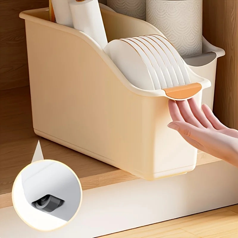 Plastic Multi-functional Storage Box Curved Design Ideal for Home Organization,suitable for Cleaning Products and Household Item