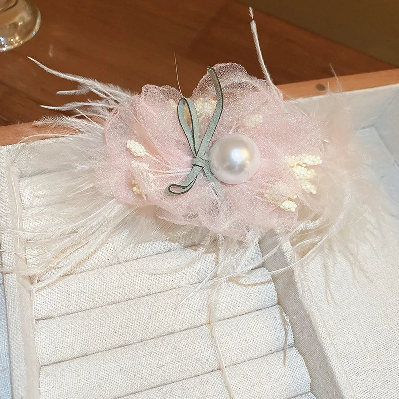 2025 New Round Ball Imitation Pearl Solid Color Spring Hair Pin/Clips for Women Personality Temperament Fashion Bow Accessories