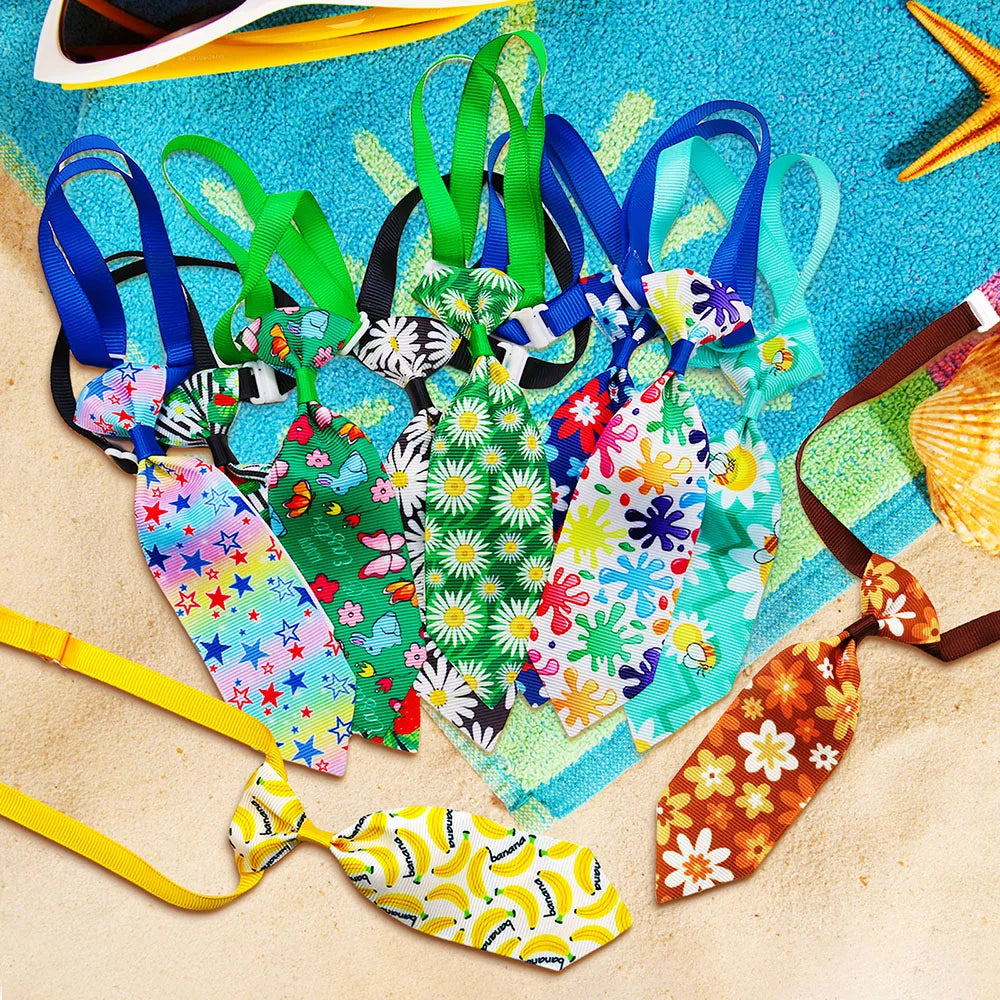 10PCS Spring/Summer Adjustable Pet Dog Bowties Small Dog Bow Ties Collars Pet Grooming Accessories For Dogs and Cats