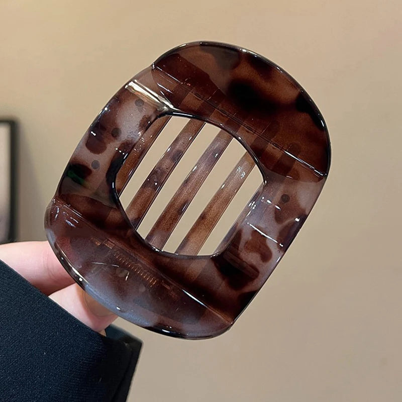 2025 New Korean Style French Flat Hair Clip Claws Hair Accessories Women's Spring Clip Leopard Hair Clip Top Simple Headpiece