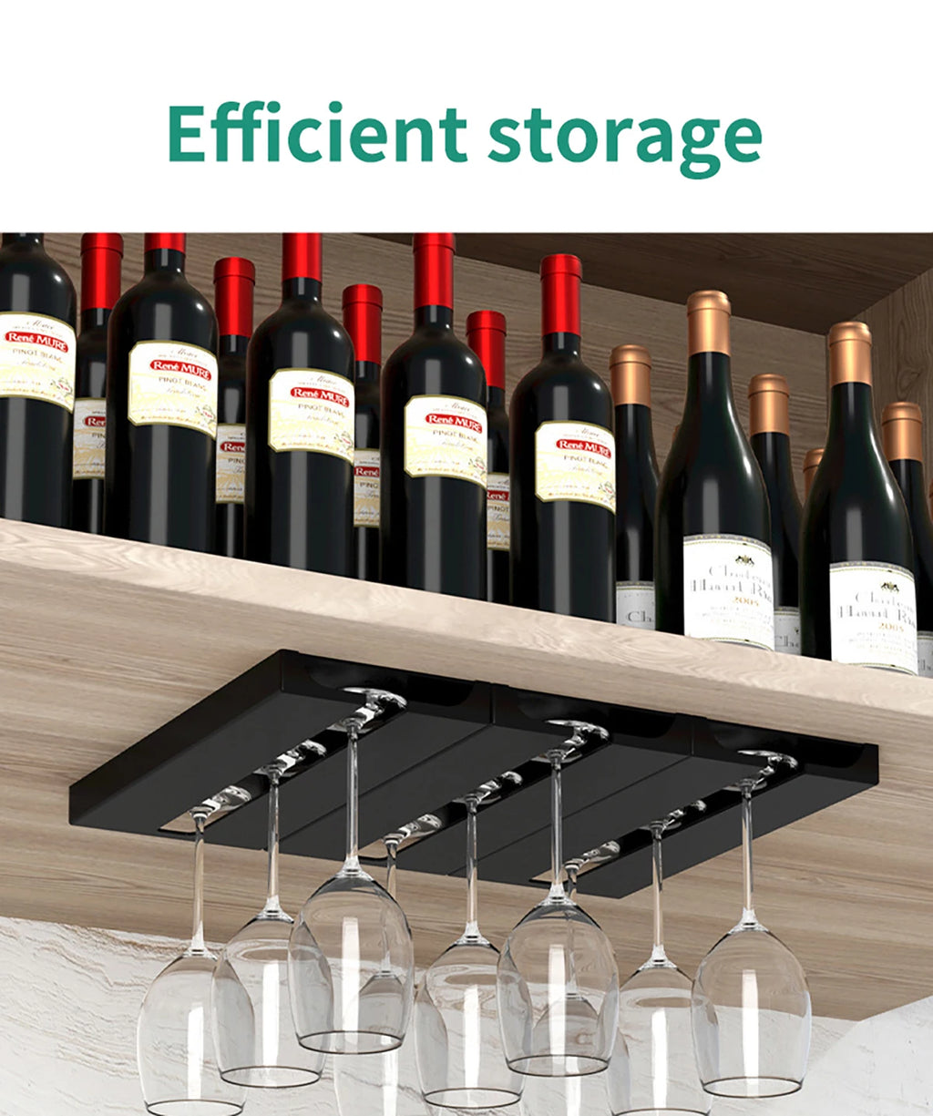 Kitchen Cabinet Free Punching Holder Wine Glass Rack Multi-Function Goblet Classification up Organizer Hanging Holder Shelf