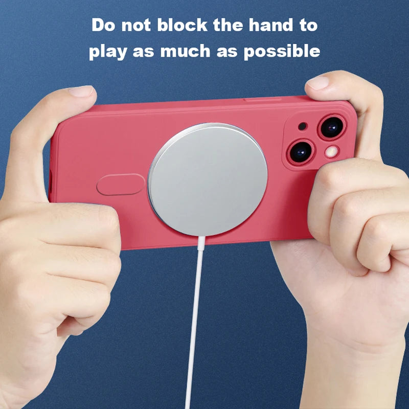 For Magsafe Magnetic Wireless Charging Luxury Soft Liquid Silicone Phone Case For IPhone 16 Pro Max 14 13 12 11 15 Pro Max Mini