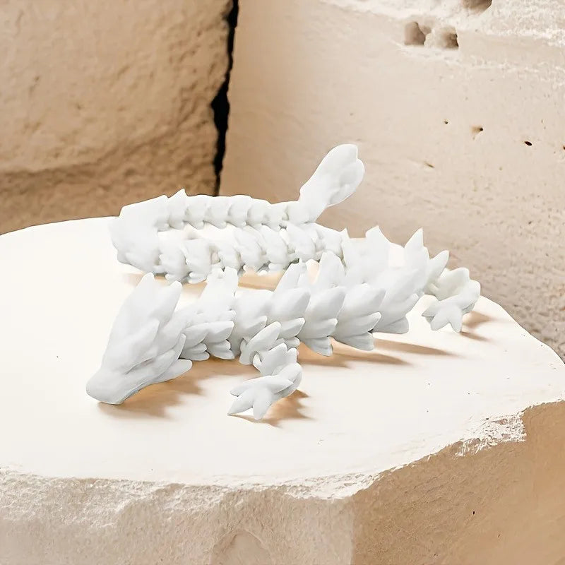 1Pc 3D Printed Gemstone Dragon Figurine-Iridescent Plastic Desk Decor, Ideal for Bedroom & Office, Perfect Gift for Christmas