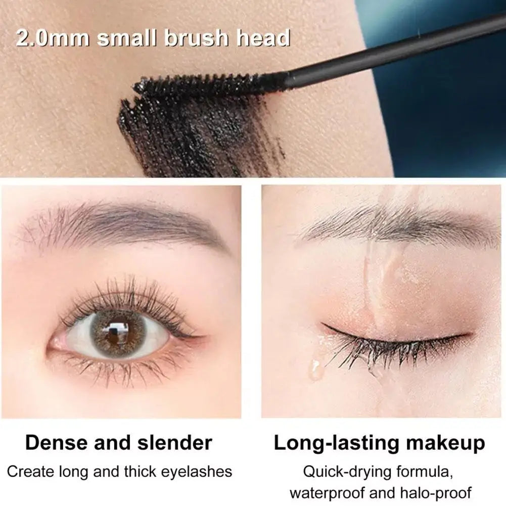 Black Waterproof Mascara - Lengthening Curling Sweatproof Smudge-Proof Eye Makeup Cosmetics Long-Lasting Volumizing for Women