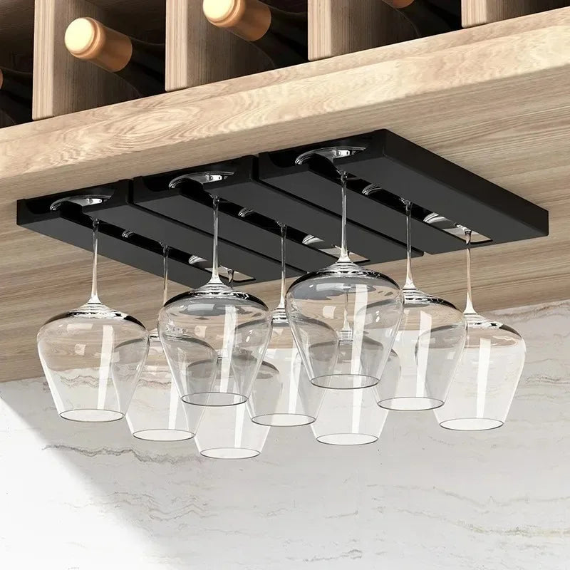 Kitchen Cabinet Free Punching Holder Wine Glass Rack Hanging Holder Shelf Multi-Function Goblet Classification up Organizer