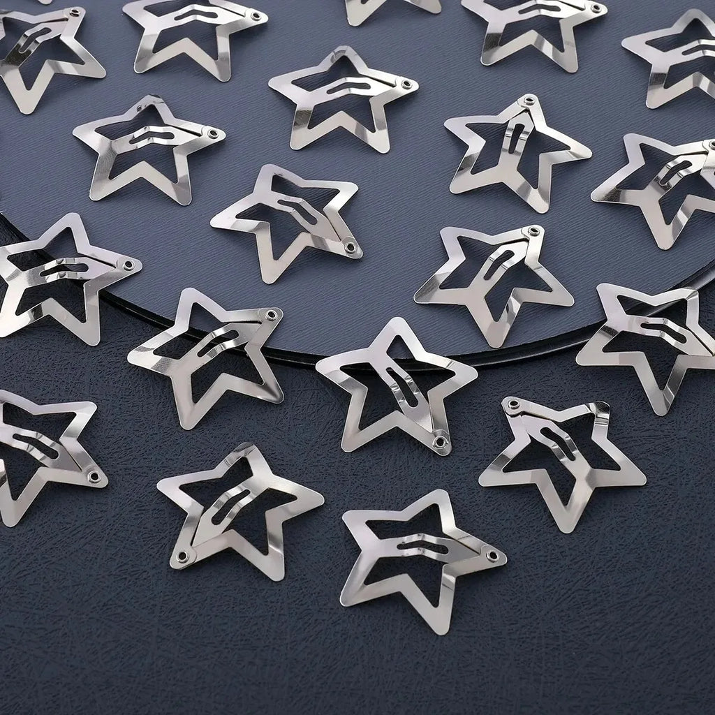 2-100Pcs Star Hair Clips for Girls Filigree Star Metal Snap Clip Hairpins Barrettes Fahsion Bobby Pin Headwear Accessories