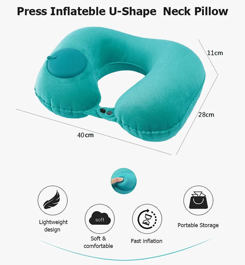 U-Shape Travel Pillow New Pres Inflateble Pillow Neck Portable Folding Outdoor Traveling Car Airplane Inflate Ring Neck Pillows