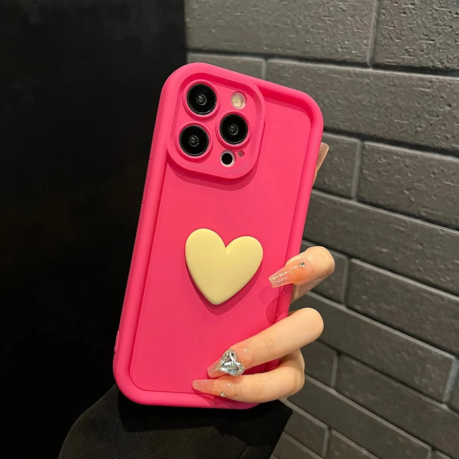 Luxury Cute 3D Love Heart Silicone Phone Case For iPhone 17Air 17 16 15 13 12 11 14 Pro Max X XR XS Shockproof Candy Back Cover