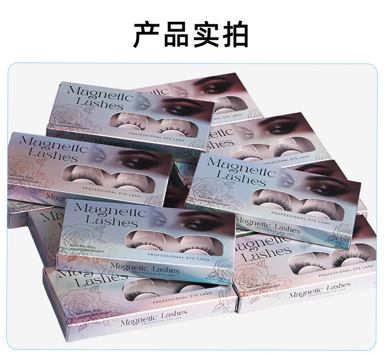 Hot 2 Pair Magnetic Eyelashes Handmade Fluffy Faux Mink Lashes Reusable Natural False Eyelashes and Magnetic Tweezers Set Makeup