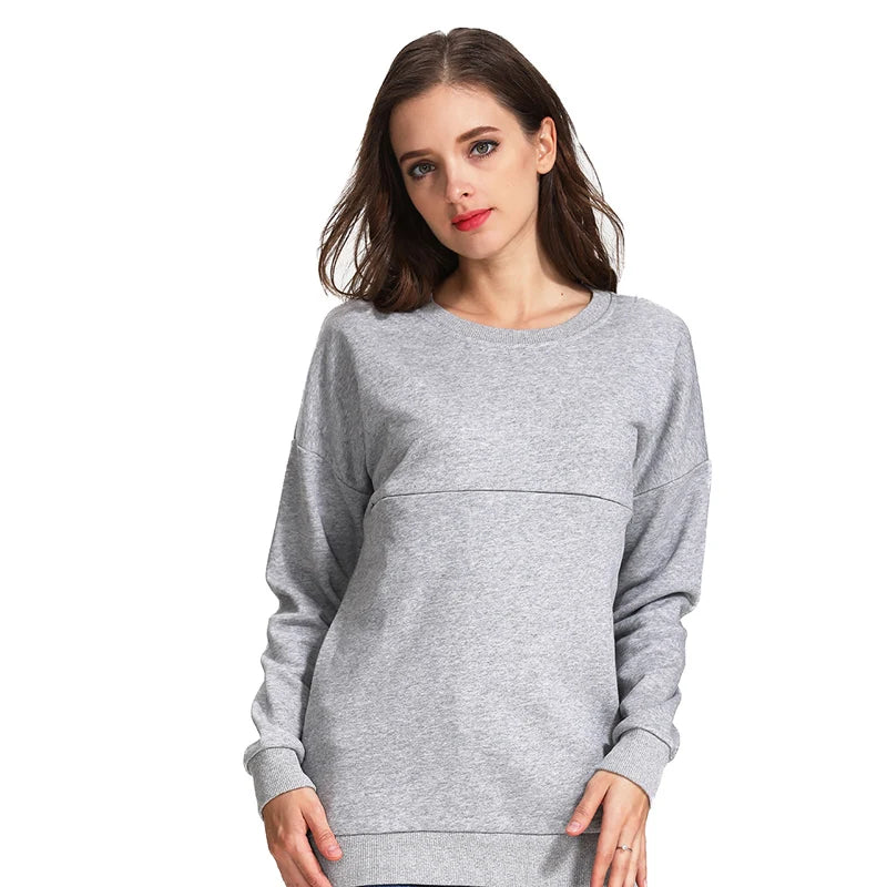 Big Size Autumn Winter Maternity Clothes Hoodies Cotton Long Sleeve Nursing Top Breastfeeding Clothes Sweater for Pregnant Women
