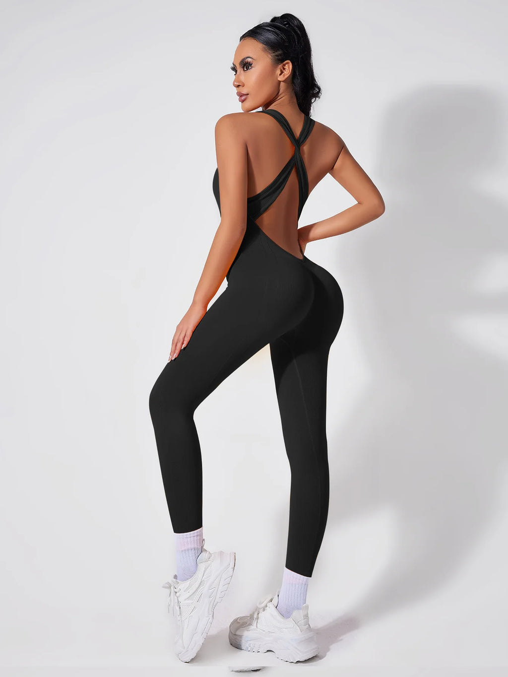 Back-crossing OpenBlack-back Jumpsuit Sportswear Bodysuits Women Yoga Sets Fitness One Piece Workout Playsuit Female