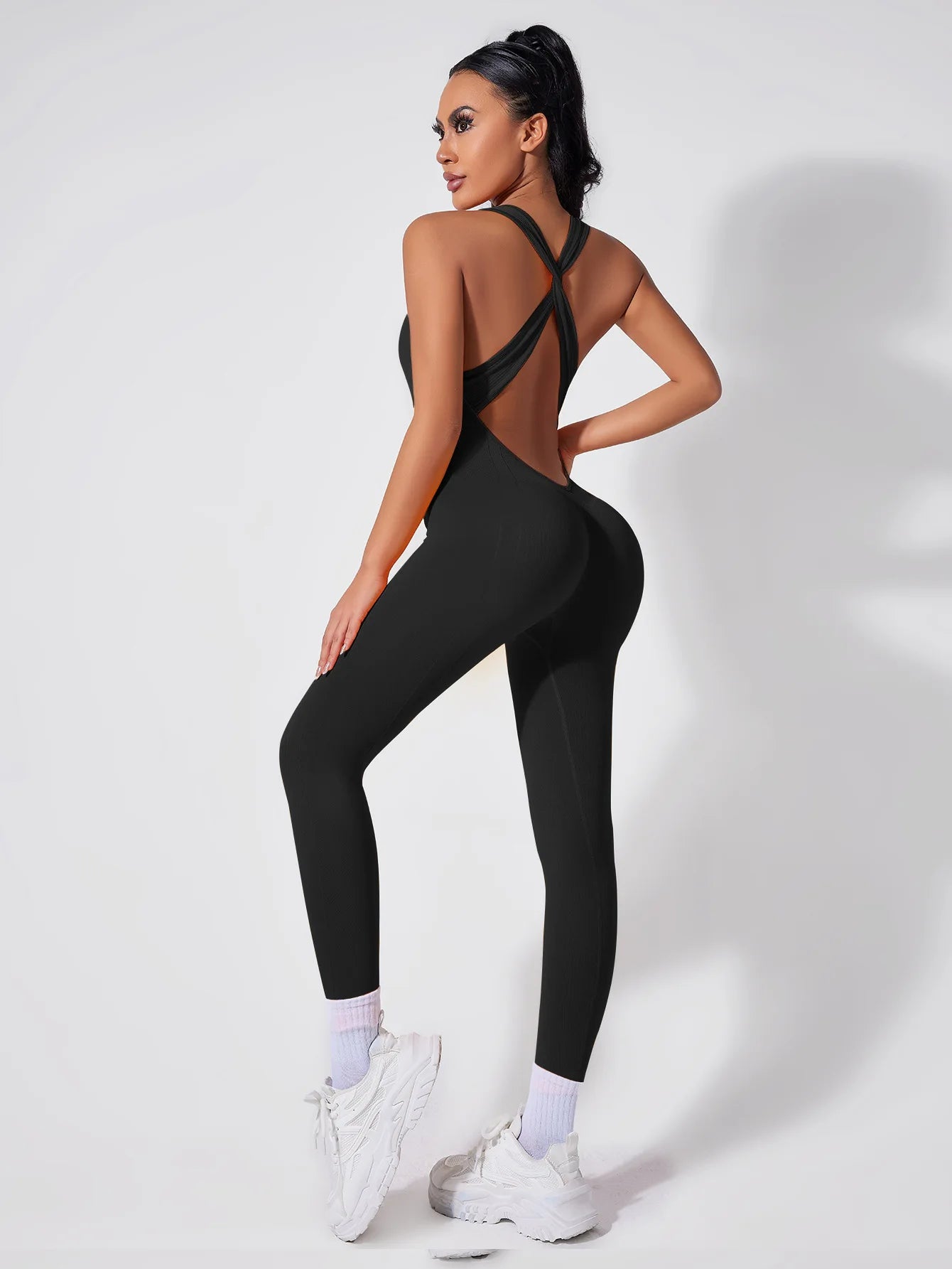 Back-crossing OpenBlack-back Jumpsuit Sportswear Bodysuits Women Yoga Sets Fitness One Piece Workout Playsuit Female
