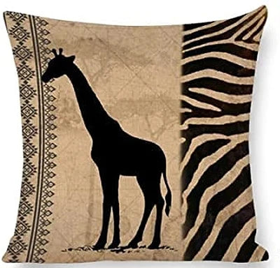 African Animal Outdoor Decorative Pillowcase 40*40cm Zebra Print and Leopard Print Linen Square Pad Set for Living Room Sofa
