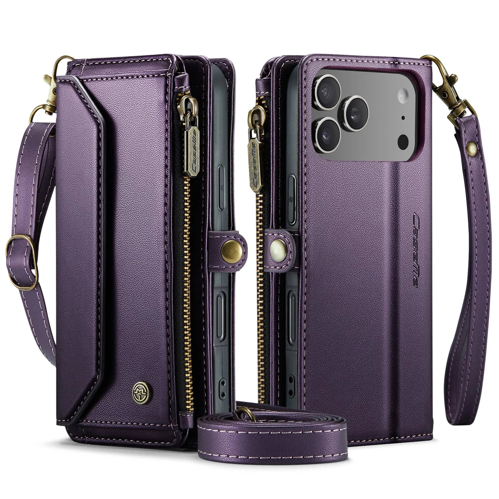 Crossbody Wallet Case for iPhone 17 Pro Max iPhon Air 17 Pro,RFID Blocking, 7-10 Card Slots, PU Leather Flip Wristlet with Strap