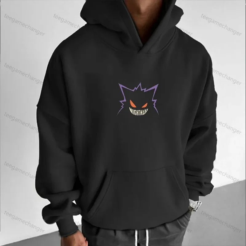 Pokémon Game Super Cool Gengar Printed Hoodie Men and Women Autumn/Winter New Y2K Harajuku Large Size Casual Trend Sweater Top