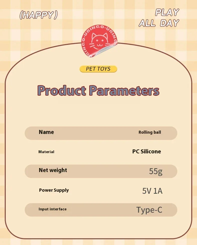 New Cat Interactive Ball Toy Automatic Rolling Ball Faux Tail Rechargeable Smart Pet Electric Toy Dog Cat Training Imitate Mouse