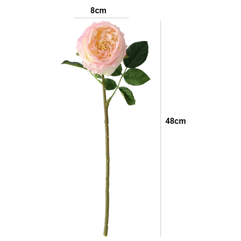 48cm Artificial Flowers Branches Rose Real Touch Peony Decor For Home Vase Wedding   Christmas Valentine's Gift Fake Flower