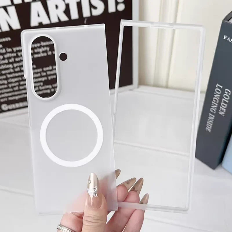 Transparent Ultra Thin Magnetic Phone Case for Samsung Galaxy Z Fold 7 6 5 4 3 Magsafe Wireless Charging Protection Cover Funda