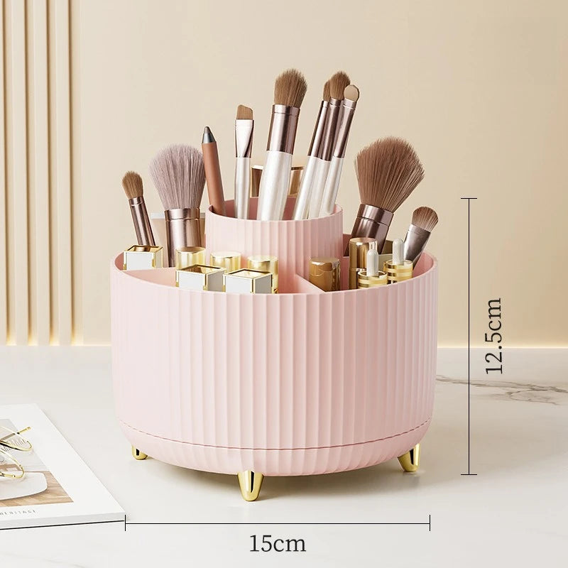 Rotating Makeup Brush Organizer 360 Degree Spinning Storage Box Cosmetic Brush Holder Desktop Organizer Pen Pencil Container
