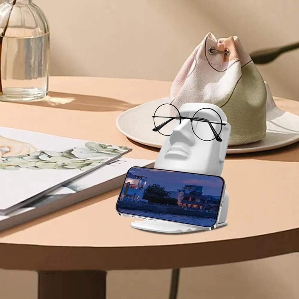 Creative Resin Moai Statue Figurines Ornament Glasses Stand Holder Easter Island Sunglasses Display Gift for Home Decoration