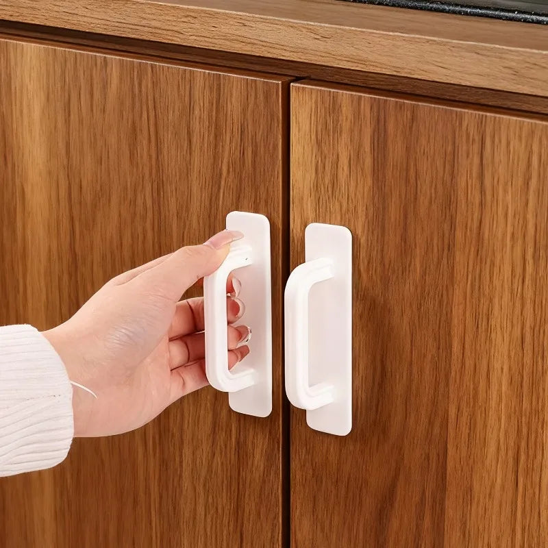 1/10pcs Self Adhesive Cabinet Handles Plastic Punch-Free Wardrobe Door Handle Organizer Kitchen Bathroom Furniture Door Pulls