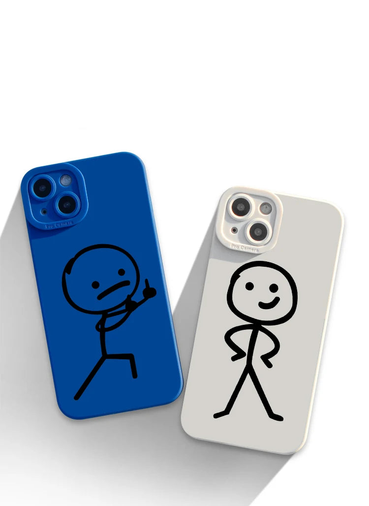 Cute Cartoon Matchman Matte Silicone Phone Case For iPhone 16 11 12 13 14 15 17 Pro Max XR XS X 7 8 Plus SE2 16E Soft Back Cover
