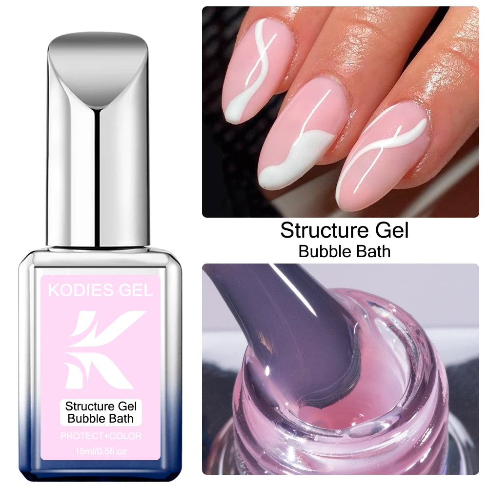 KODIES GEL Milky White Gel Polish Structure Rubber Base Gel Nail Polish 2 IN 1 Milk Opal Semi Permanent Primer Gellak Manicure
